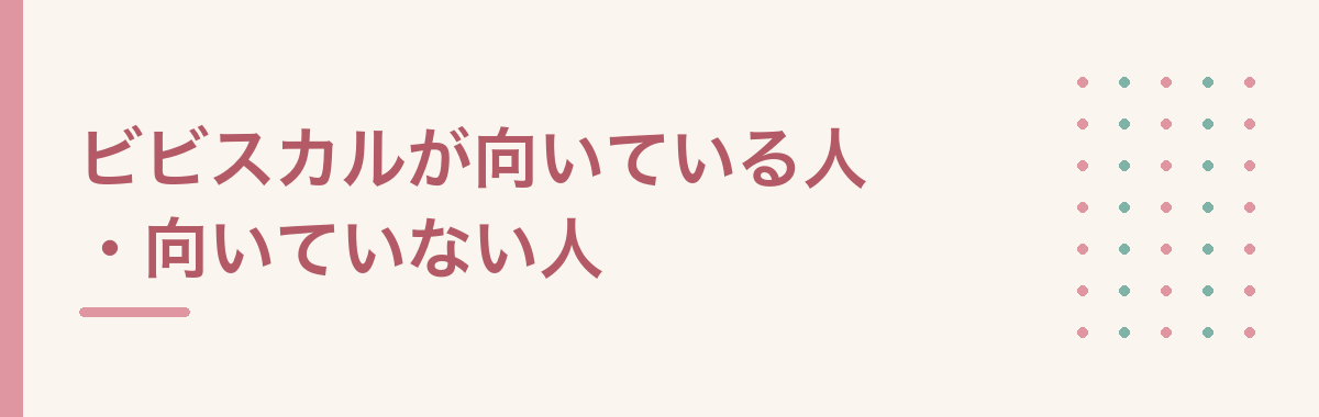 ビビスカルが向いている人・向いていない人
